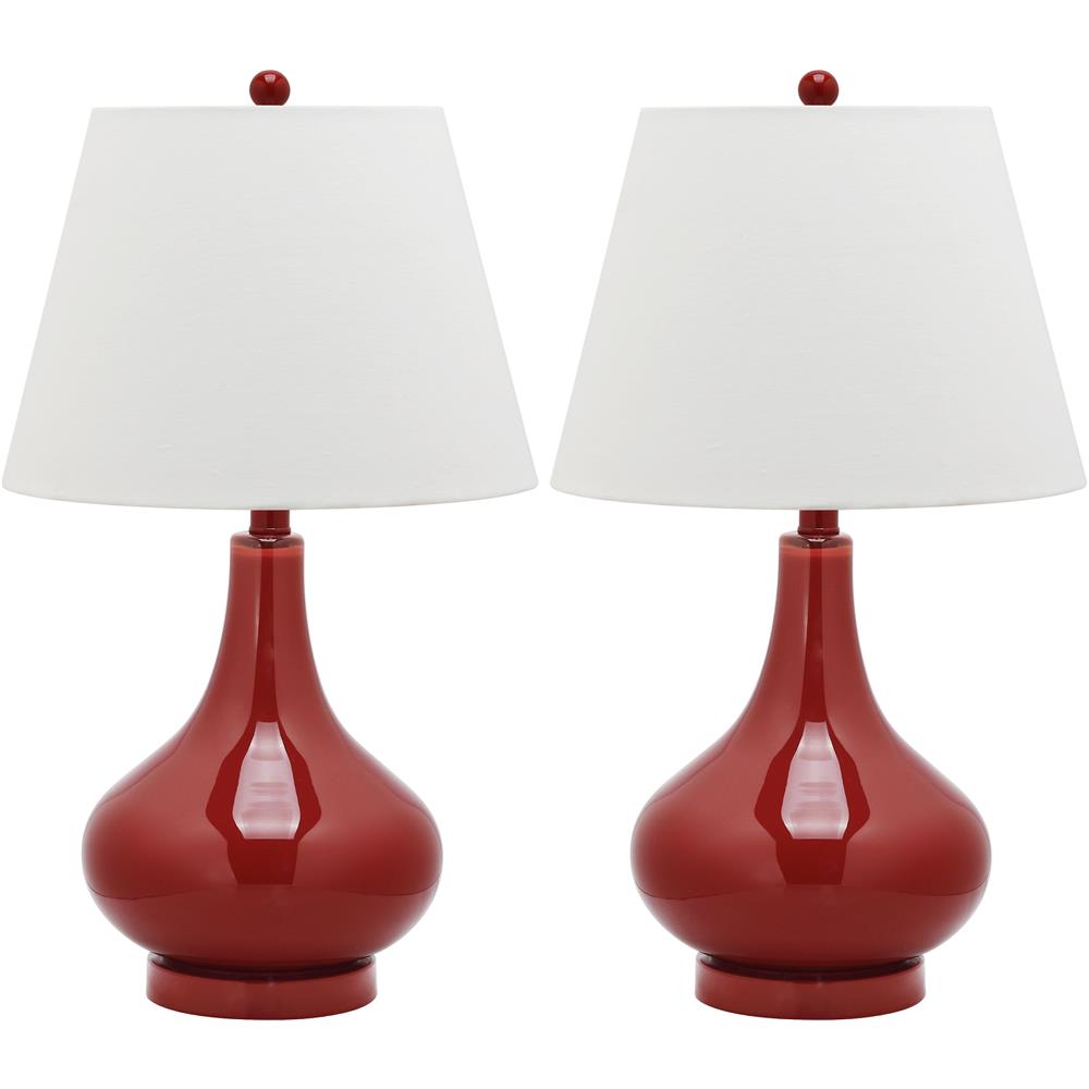 Safavieh LIT4087E AMY GOURD GLASS (SET OF 2) RED BASE AND NECK TABLE LAMP